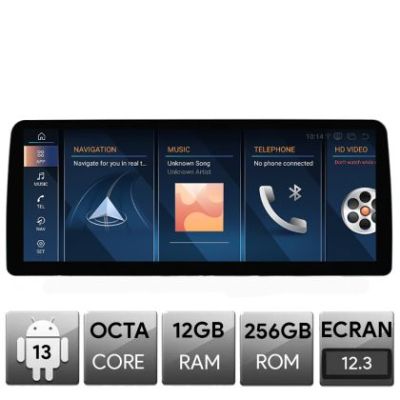 Navigatie dedicata Edotec BMW Seria 1 E87 2003-2008 masini fara ecran de fabrica, Android, Octa Core, 12+256, 12.3", Qled 2K 2400x900, Qualcomm 680