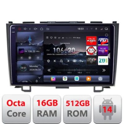Navigatie Honda CR-V 2006-2012 Edotec Kit-009 8 core QLED 2K 16+512GB 360 Android Waze USB Navigatie Internet Youtube Radio