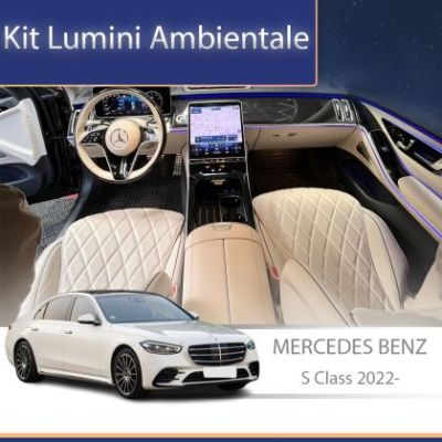 Lumini Ambientale NIGHTVIBE Mercedes W223-02-LONG 2022-2025 dedicat capace boxe control telefon sau sistem original