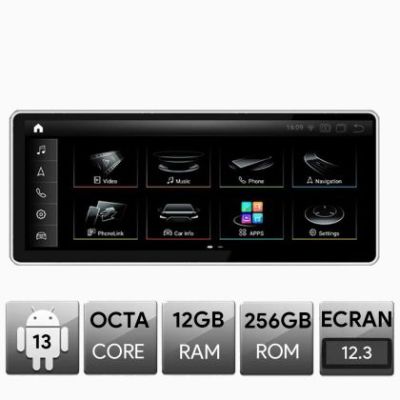 Navigatie Audi A6 C7 MMI3G+ High si RMC, Android, Octa Core, 12+256, 12.3", Qled 2K 2400x900, Qualcomm 680