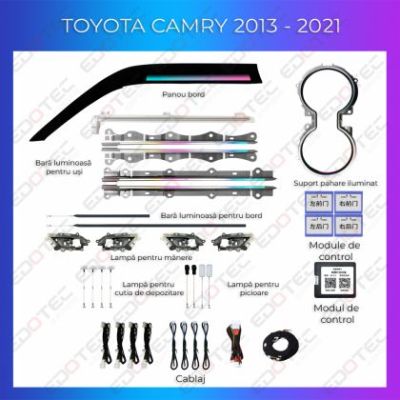 Lumini Ambientale NIGHTVIBE Toyota Camry 2018-2022 set complet control telefon sau sistem original