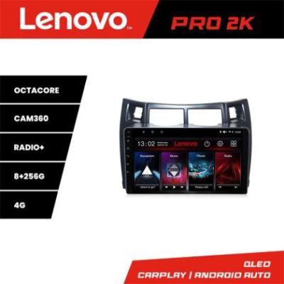 Navigatie Toyota Yaris 2008-2011 Lenovo Kit-YARIS08 8 core QLED 2K 8+256 360 Android Waze USB Navigatie Internet Youtube Radio Lenovo