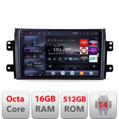 Navigatie Suzuki SX4 2006-2013 Edotec Kit-124 8 core QLED 2K 16+512GB 360 Android Waze USB Navigatie Internet Youtube Radio