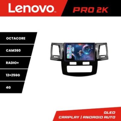 Navigatie Toyota Hilux 2008-2014 Lenovo Kit-143 8 core QLED 2K 12+256 360 Android Waze USB Navigatie Internet Youtube Radio