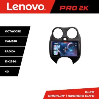 Navigatie Nissan Micra 2010-2014 Android radio gps internet 8 core QLED 2K 12+256 360 Lenovo