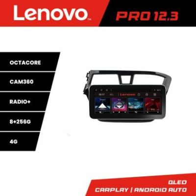 Navigatie  Hyundai i20 2015-2018 Lenovo PRO 8+256 12.3 inch qled android 4G DSP gps internet  Kit-517