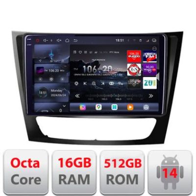 Navigatie Mercedes W211 W219 2002-2010 Edotec Kit-090 8 core QLED 2K 16+512GB 360 Android Waze USB Navigatie Internet Youtube Radio