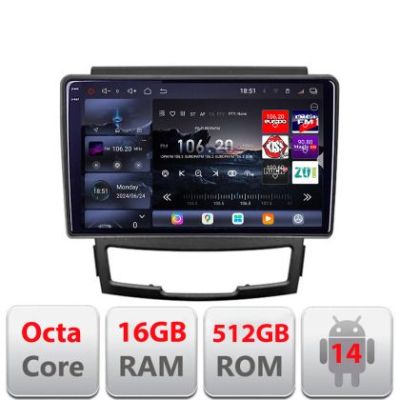 Navigatie Ssangyong Korando 2011-2013 Edotec Kit-159 8 core QLED 2K 16+512GB 360 Android Waze USB Navigatie Internet Youtube Radio
