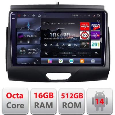 Navigatie Ford Ranger 2015- cu cd Android radio gps internet 8 core QLED 2K 16+512GB 360 Edotec