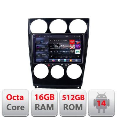 Navigatie Mazda 6 2004-2008 Edotec Kit-944 8 core QLED 2K 16+512GB 360 Android Waze USB Navigatie Internet Youtube Radio