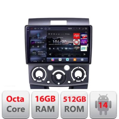 Navigatie Ford Ranger Mazda BT50 2007-2012 Edotec Kit-RANGER 8 core QLED 2K 16+512GB 360 Android Waze USB Navigatie Internet Youtube Radio