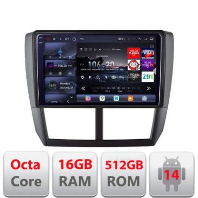 Navigatie Subaru Forester 2007-2013 Edotec Kit-SU01 8 core QLED 2K 16+512GB 360 Android Waze USB Navigatie Internet Youtube Radio
