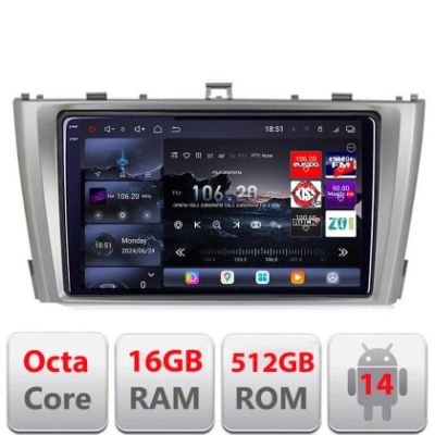 Navigatie Toyota Avensis 2009-2015 Edotec Kit-TY12 8 core QLED 2K 16+512GB 360 Android Waze USB Navigatie Internet Youtube Radio