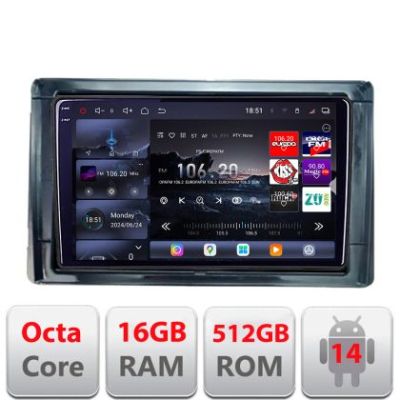 Navigatie Toyota 2DIN Edotec Kit-TY2DIN 8 core QLED 2K 16+512GB 360 Android Waze USB Navigatie Internet Youtube Radio