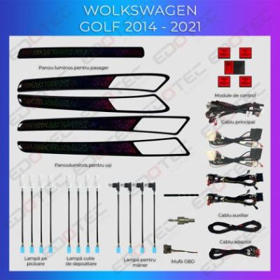 Lumini Ambientale NIGHTVIBE VW Golf 7 dedicat trimuri control din sistemul original sau telefon
