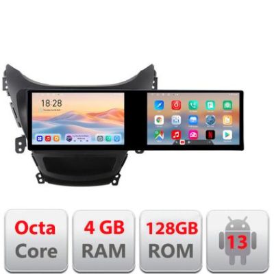 Navigatie Hyundai Elantra 2011-2013 Kit-092 Edotec 2 ecrane  8 core 4+128 21.6 inch Incell android Wifi 5Ghz gps internet  Q