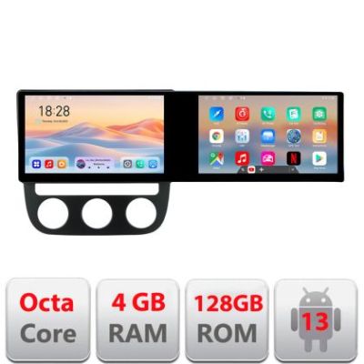 Navigatie VW Golf 5 2004-2010 clima automatica Edotec 2 ecrane  8 core 4+128 21.6 inch Incell android Wifi 5Ghz gps internet  KIT-golf5-automatic